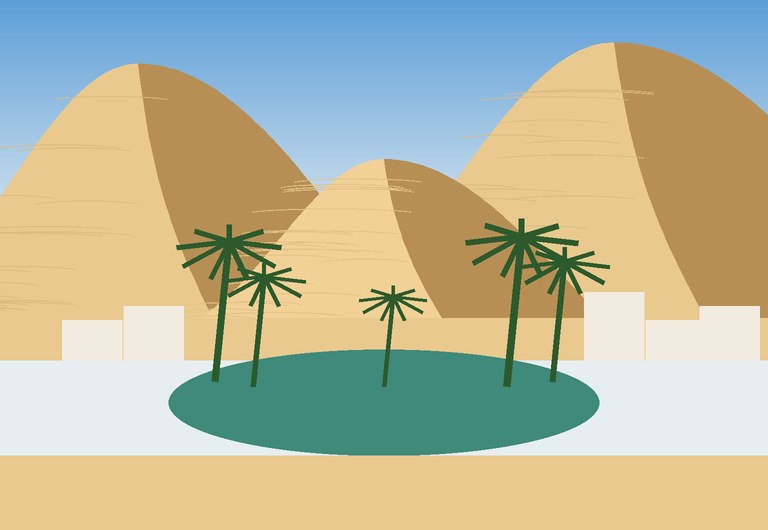 Palm-lined lagoon of Huacachina surrounded by dunes