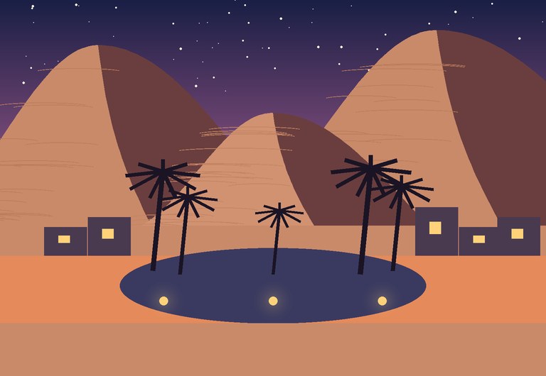 Huacachina oasis in the evening light