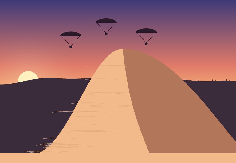 Paragliders above the Dune du Pilat at sunset